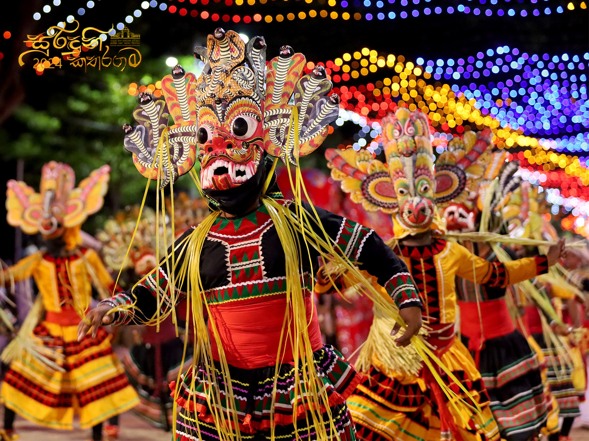 Esala Perahera procession with elephants